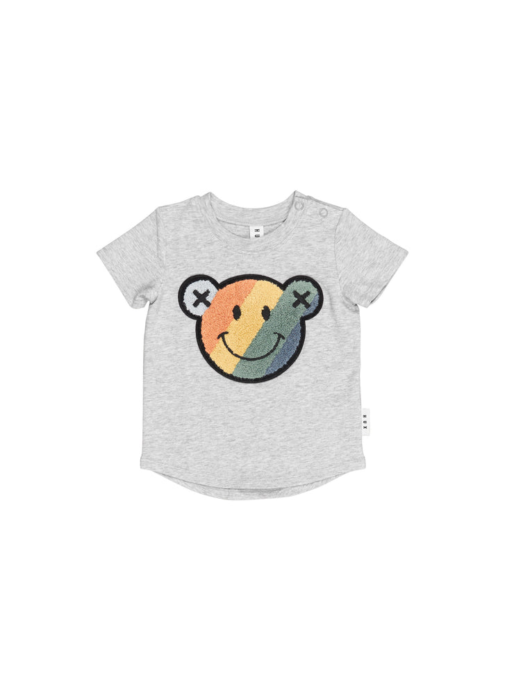 Smiley Rainbow T Shirt - Grey Marle