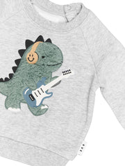 Furry Dino Sweatshirt - Grey Marle