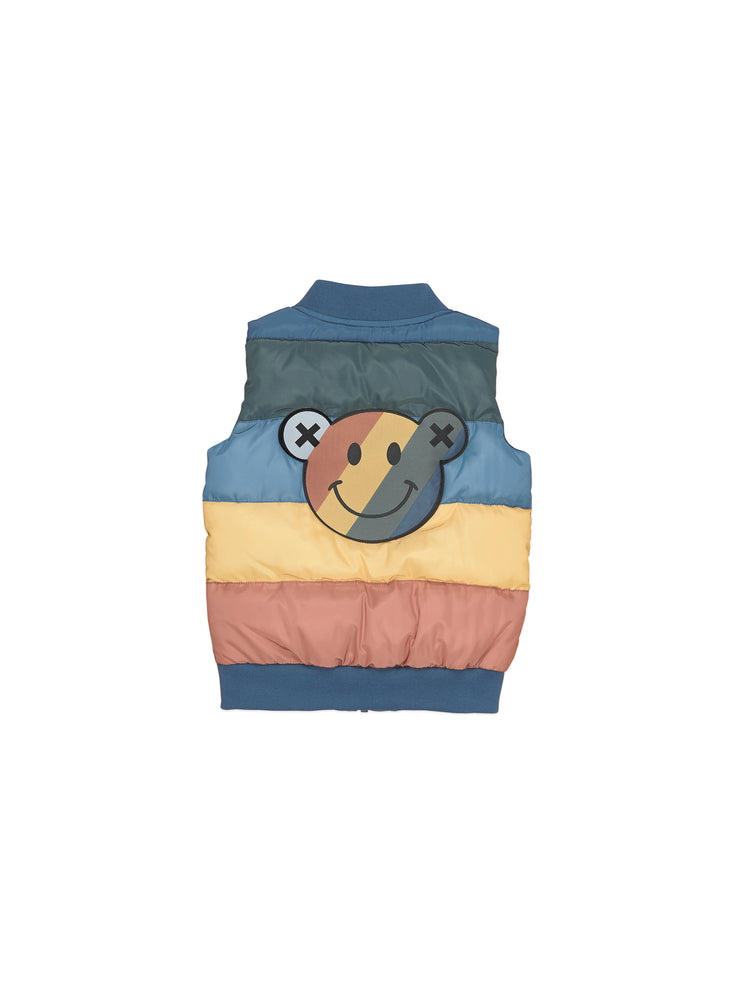 Smiley Rainbow Puffer Vest - Multi
