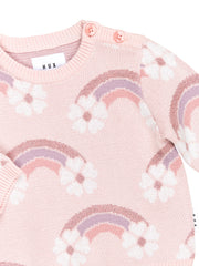 Flower Bow Knit Jumer - Pink Pearl
