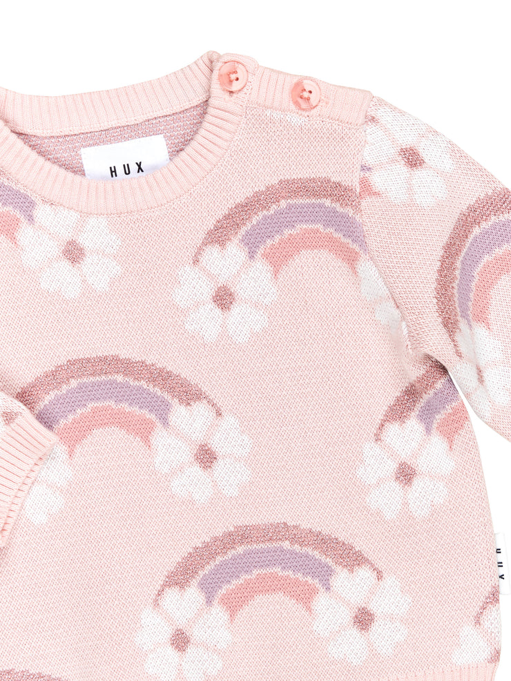 Flower Bow Knit Jumer - Pink Pearl