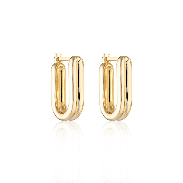 Twofold Hoop Earrings - Gold Plated