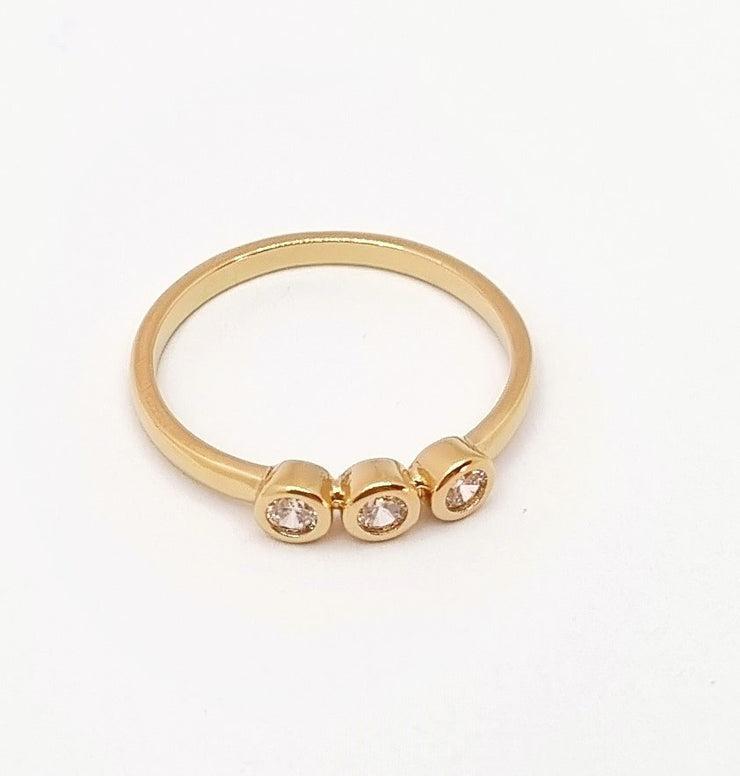 18K Gold Tois Zircone Cubique Ring