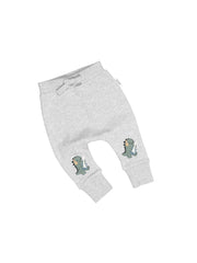 Furry Dino Drop Crotch Pants - Grey Marle