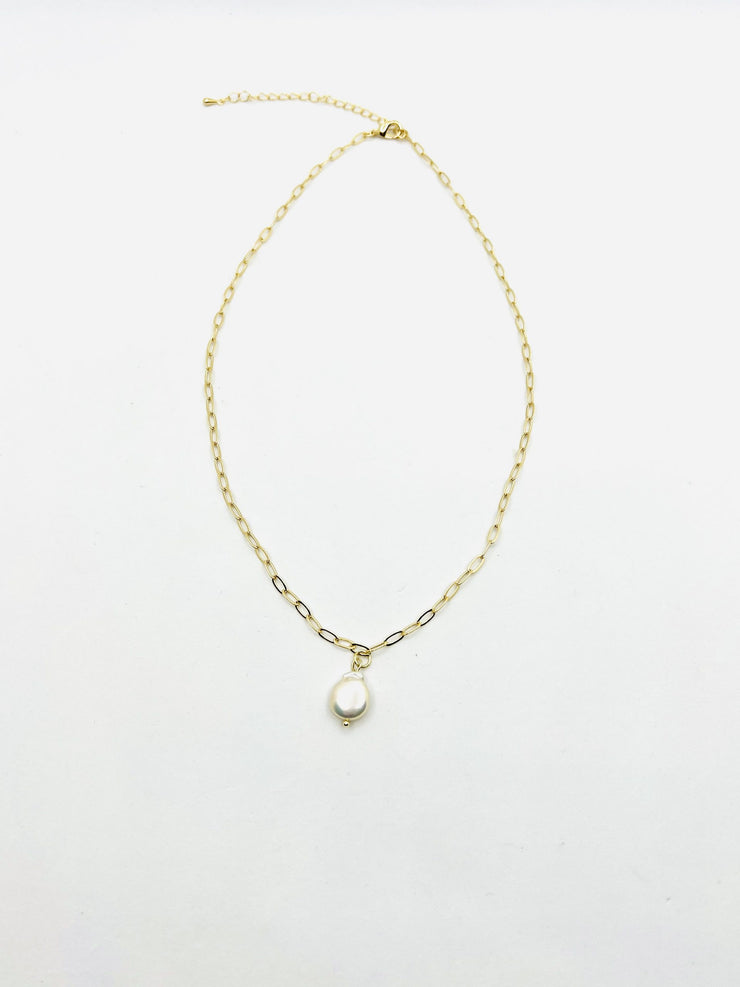 Pearl on Gold Link Chain