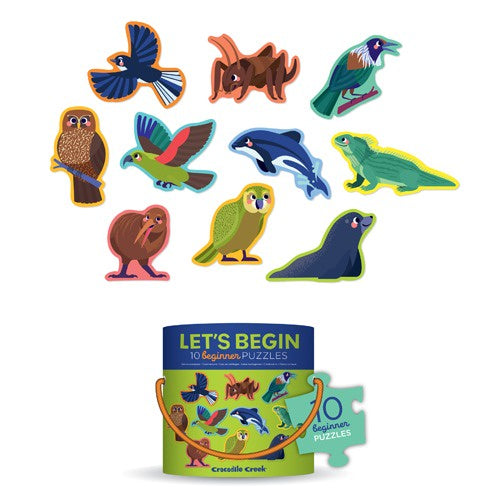 2 Piece Lets Begin Puzzle Cannister - NZ Animals