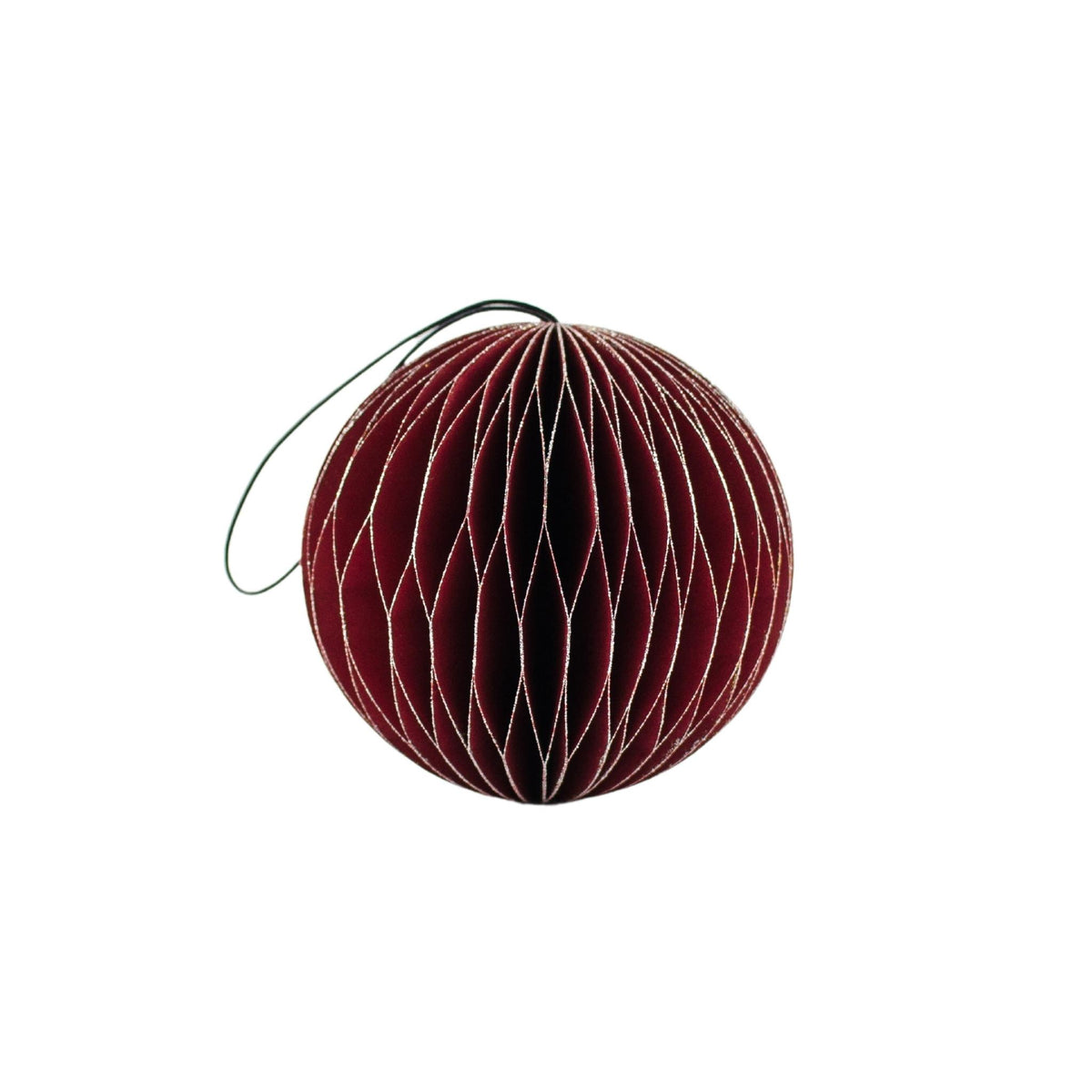 Classic Red Paper Sphere w Silver Ornament 8.5cm”