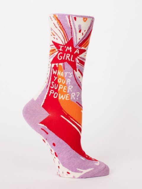 Womens Crew Socks - Whats Your Super Power