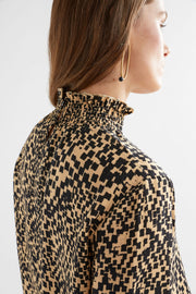 Elk Veda Turtleneck Top - Beige Sinda Print
