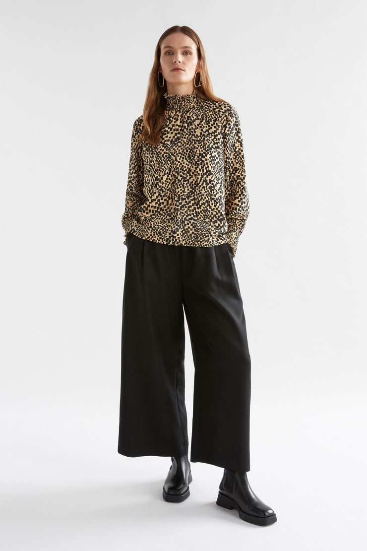 Elk Veda Turtleneck Top - Beige Sinda Print