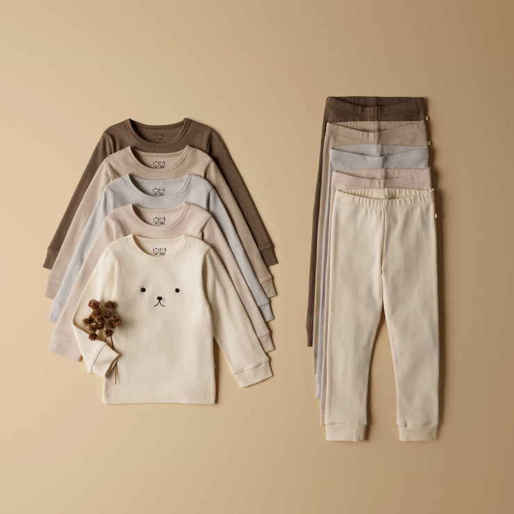 Organic Rib Long Sleeve Pyjamas - Walnut