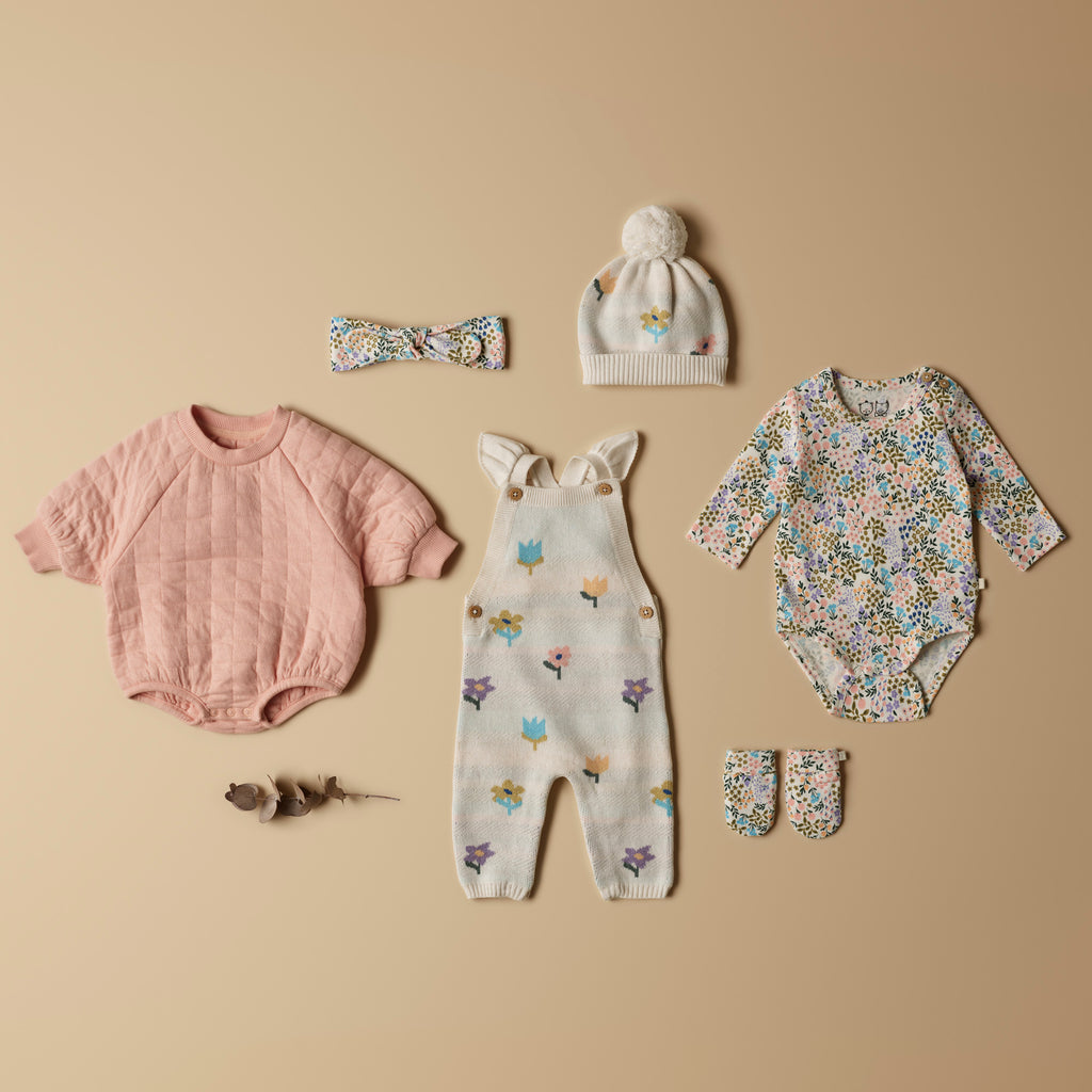 Organic Quilted Bodysuit - Pretty Pink Was $60 Now