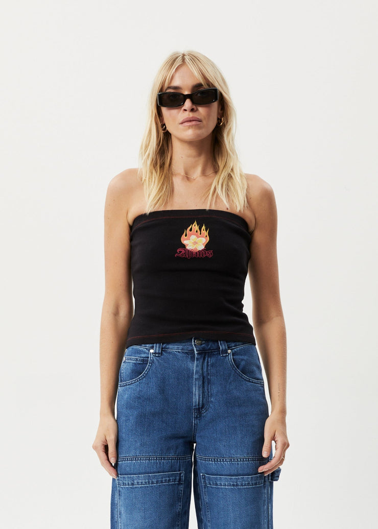 Burning Recycled Rib Tube Top - Black Was $55 Now