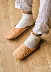 Alpaca Organic Cotton Garland Stitch Pile Socks
