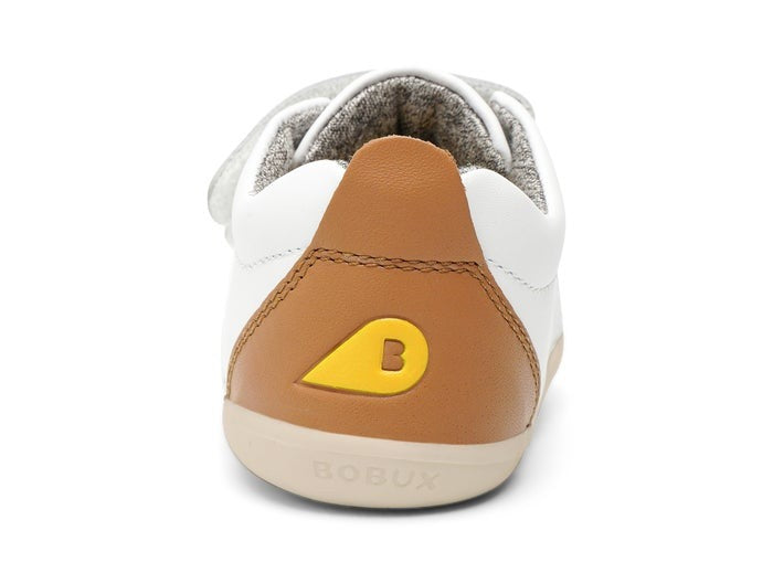 Bobux Grass Court - White + Caramel Last Sizes - Was $85  Now