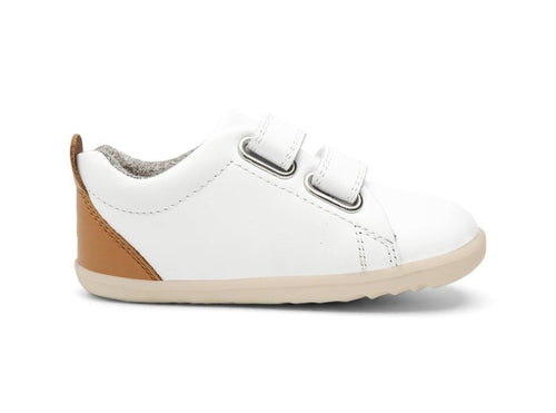 Bobux Grass Court - White + Caramel Last Sizes - Was $85  Now