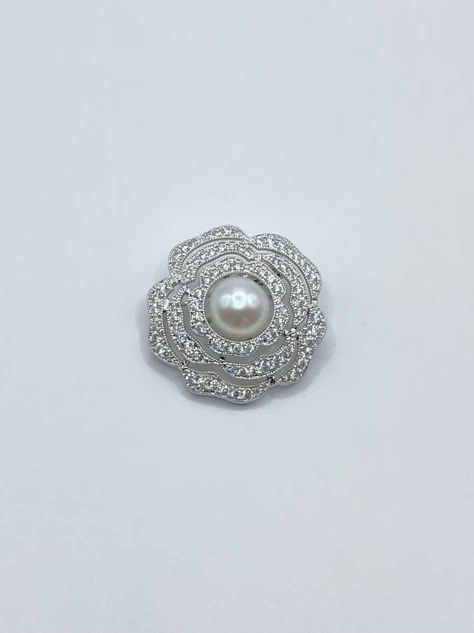 Diamante Brooch - Vintage Rose w Pearl