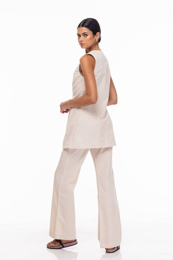 Reinard Trousers - Beige Black Stripe  Last One Was $199 Now