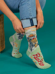 Womens Crew Socks - Bossy Kitty