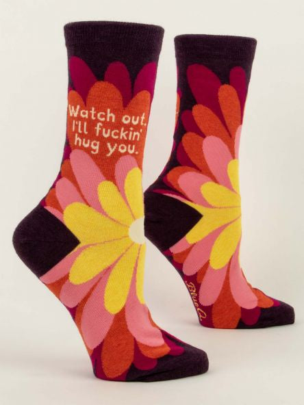 Womens Crew  Socks - Watch Out I'll Fucking Hug You
