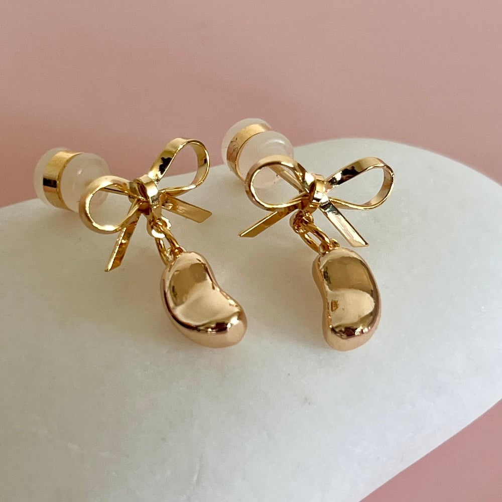 Bow and Bean Stud Earrings