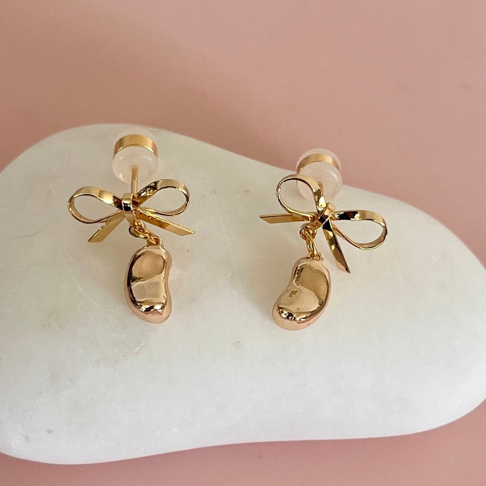 Bow and Bean Stud Earrings