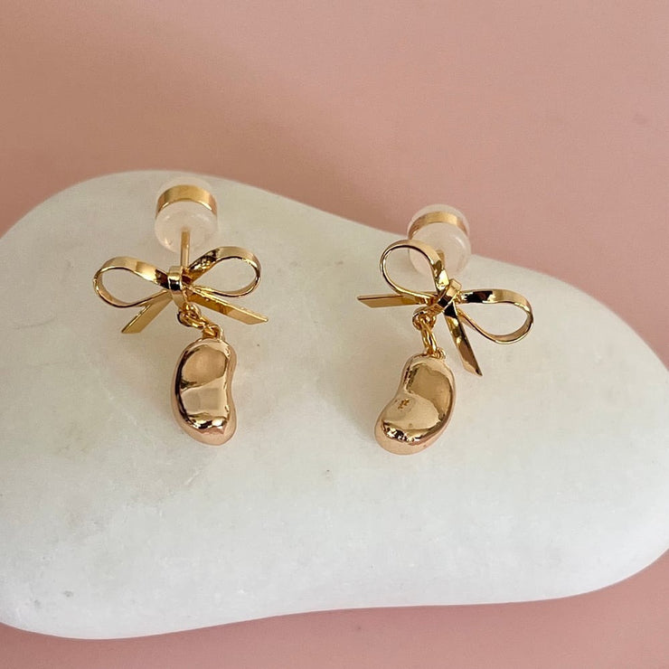 Bow and Bean Stud Earrings