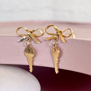 Gold Bow & Key Studs