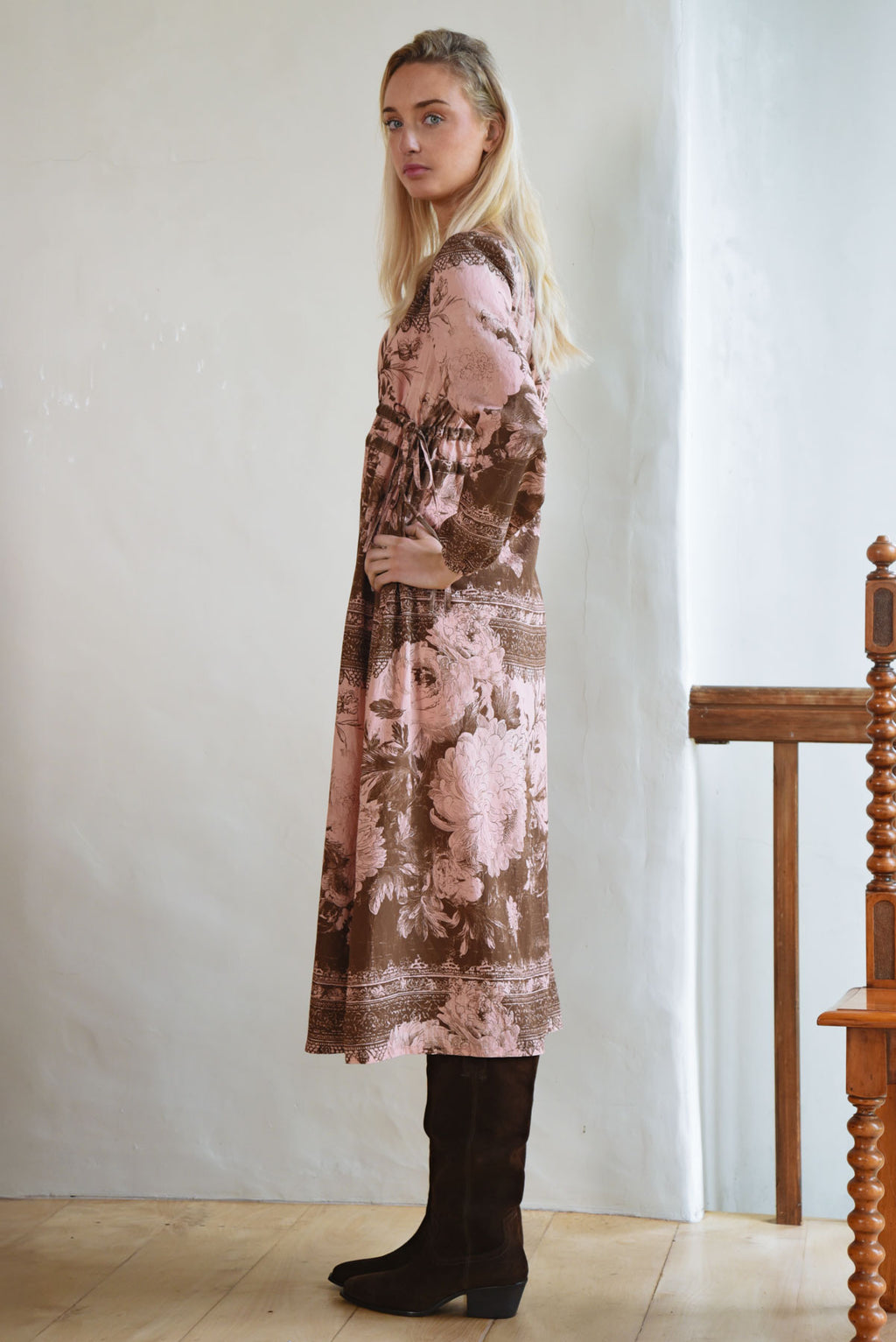 Coop - Ruche With It Dress - Pink & Brown Was $399 NOW