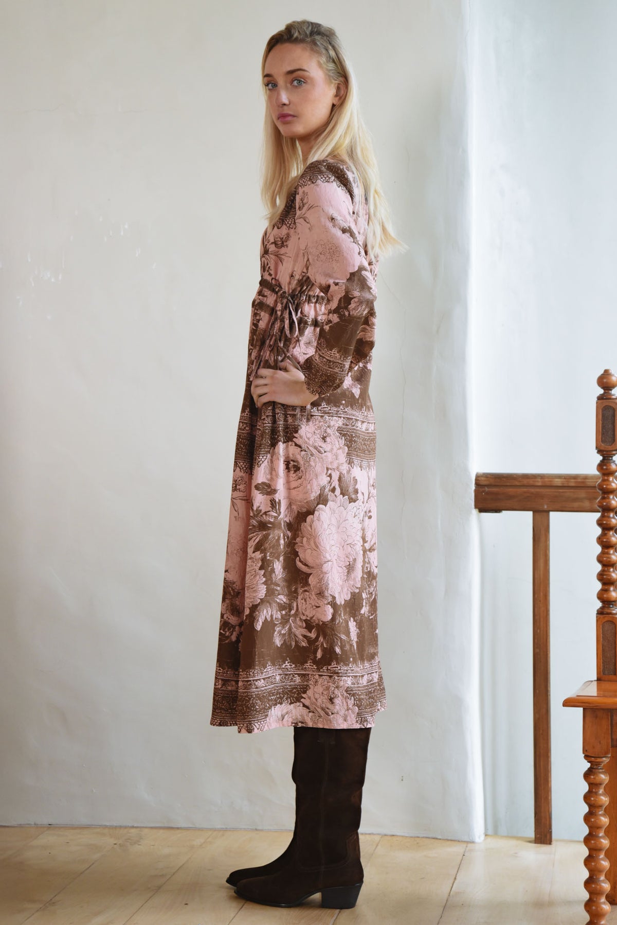 Coop - Ruche With It Dress - Pink & Brown Was $399 NOW