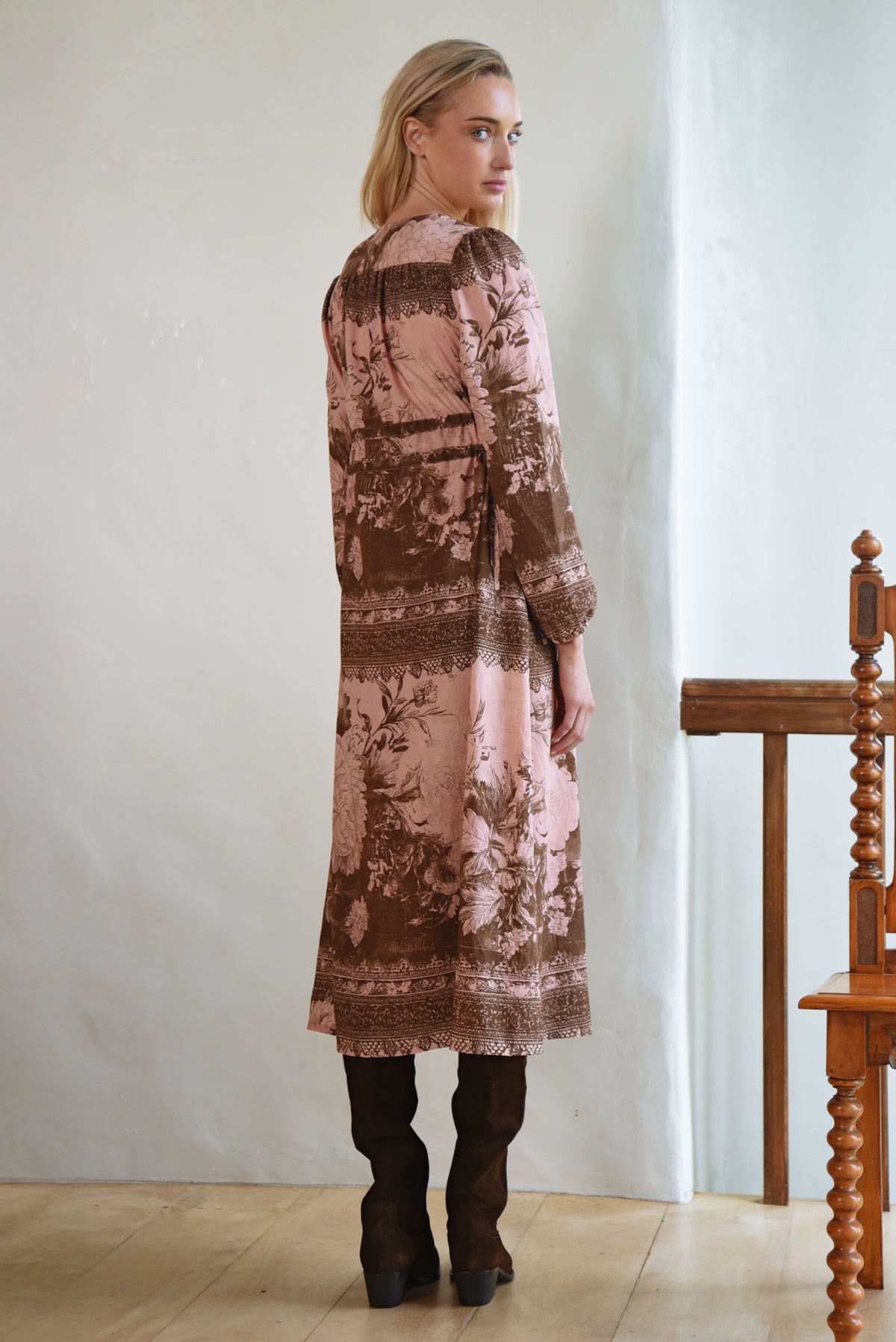Coop - Ruche With It Dress - Pink & Brown Was $399 NOW