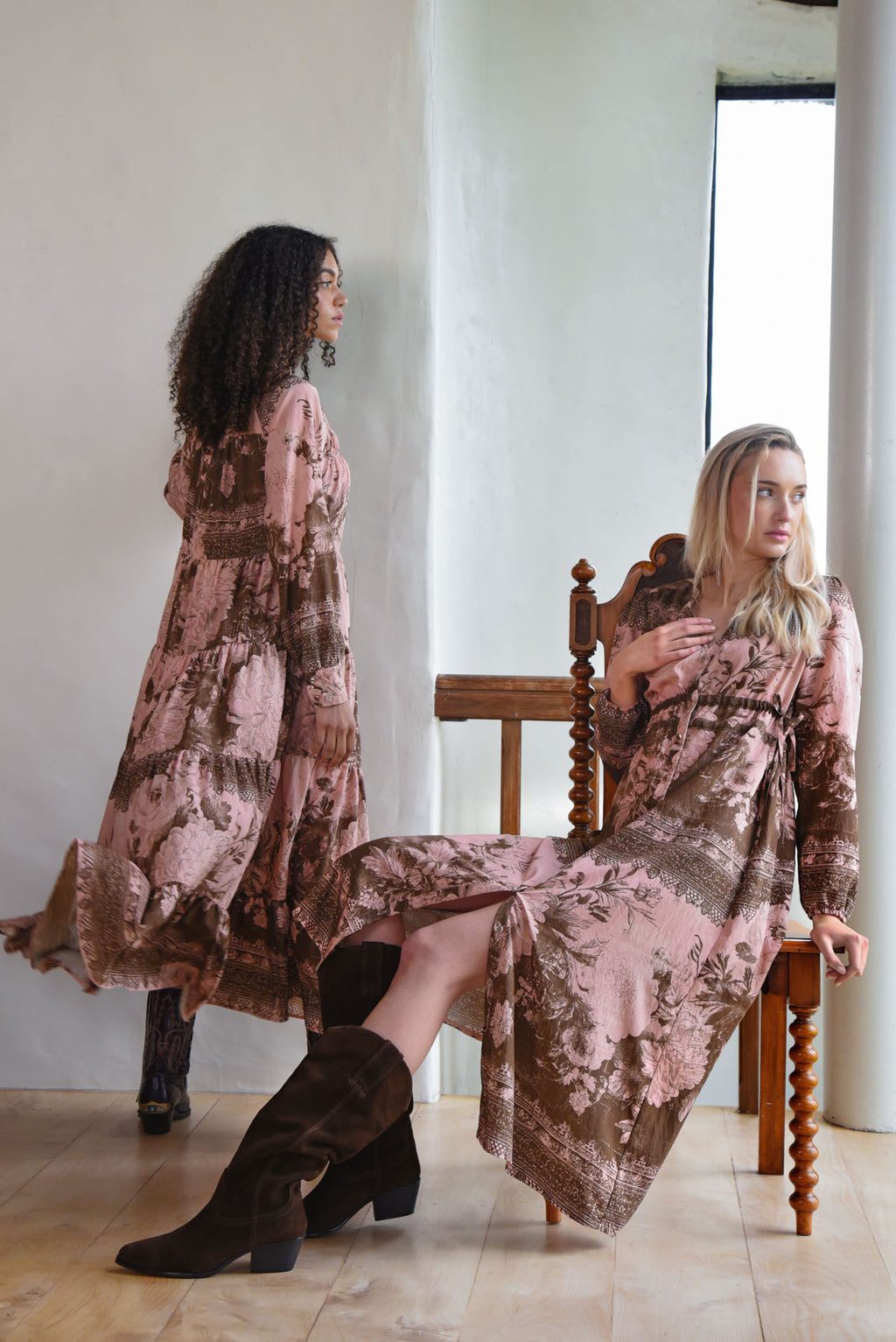 Coop - Ruche With It Dress - Pink & Brown Was $399 NOW