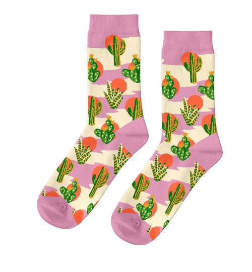 Womens Socks - Cactus Sunset