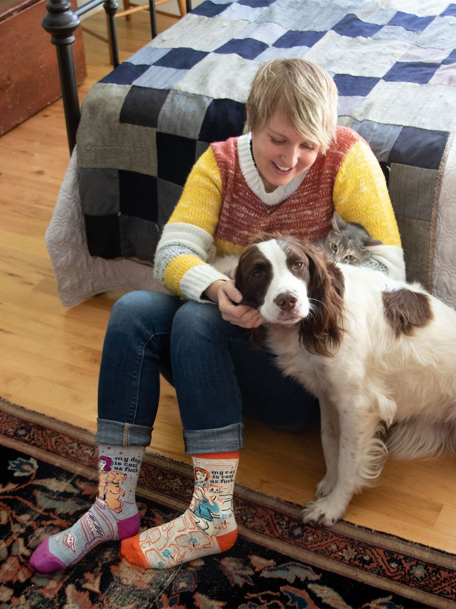 Womens Crew Socks - My Cat is Cool as Fuck