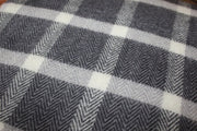 Luxury Lambs Wool Blanket - Small Herringbone Check - Charcoal
