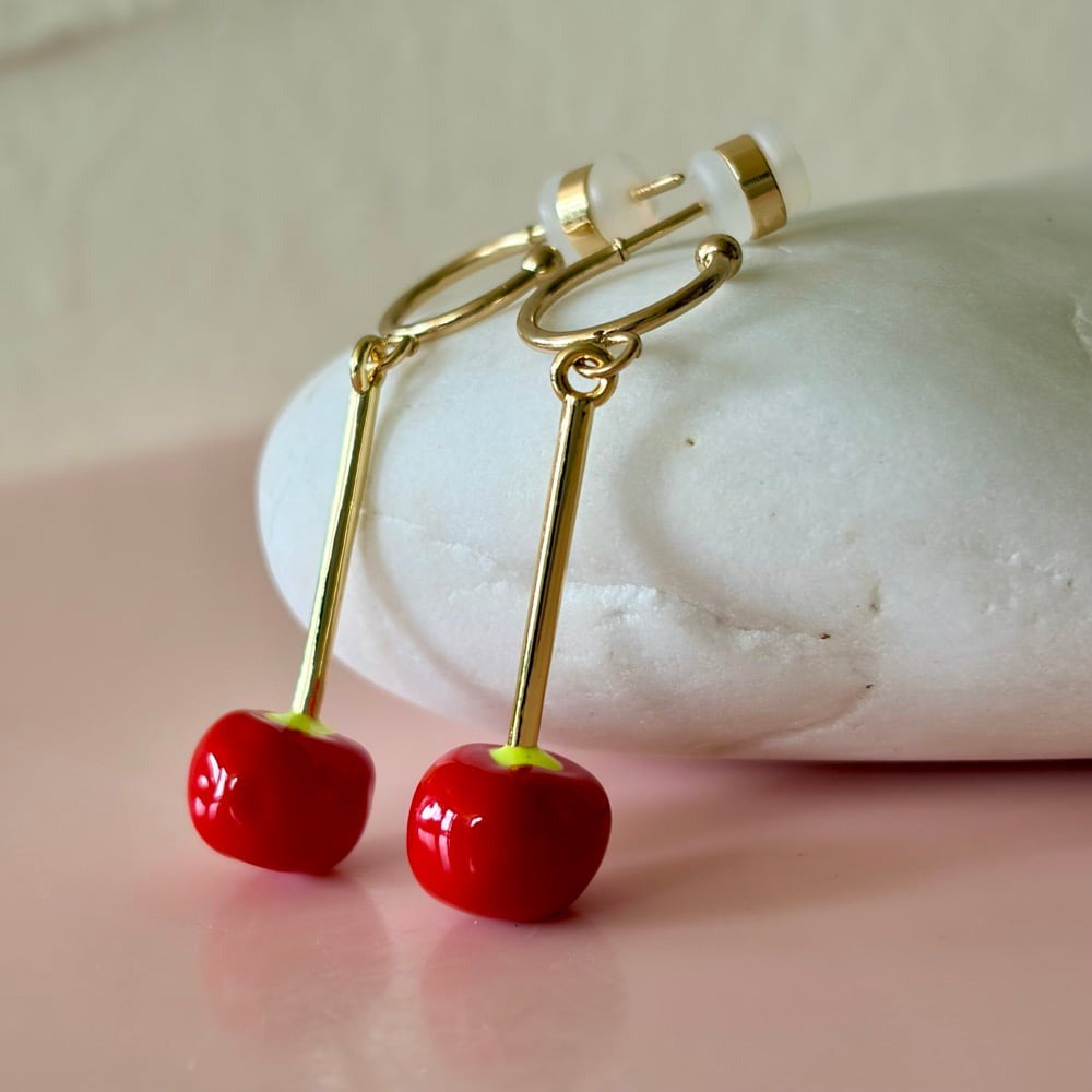 Cherry Drop Half Hoops