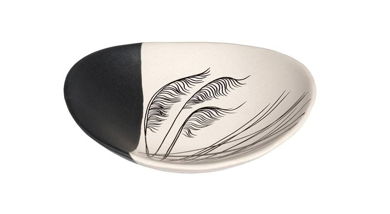Coastal ToeToe Dipped Black on White - 10cm Bowl