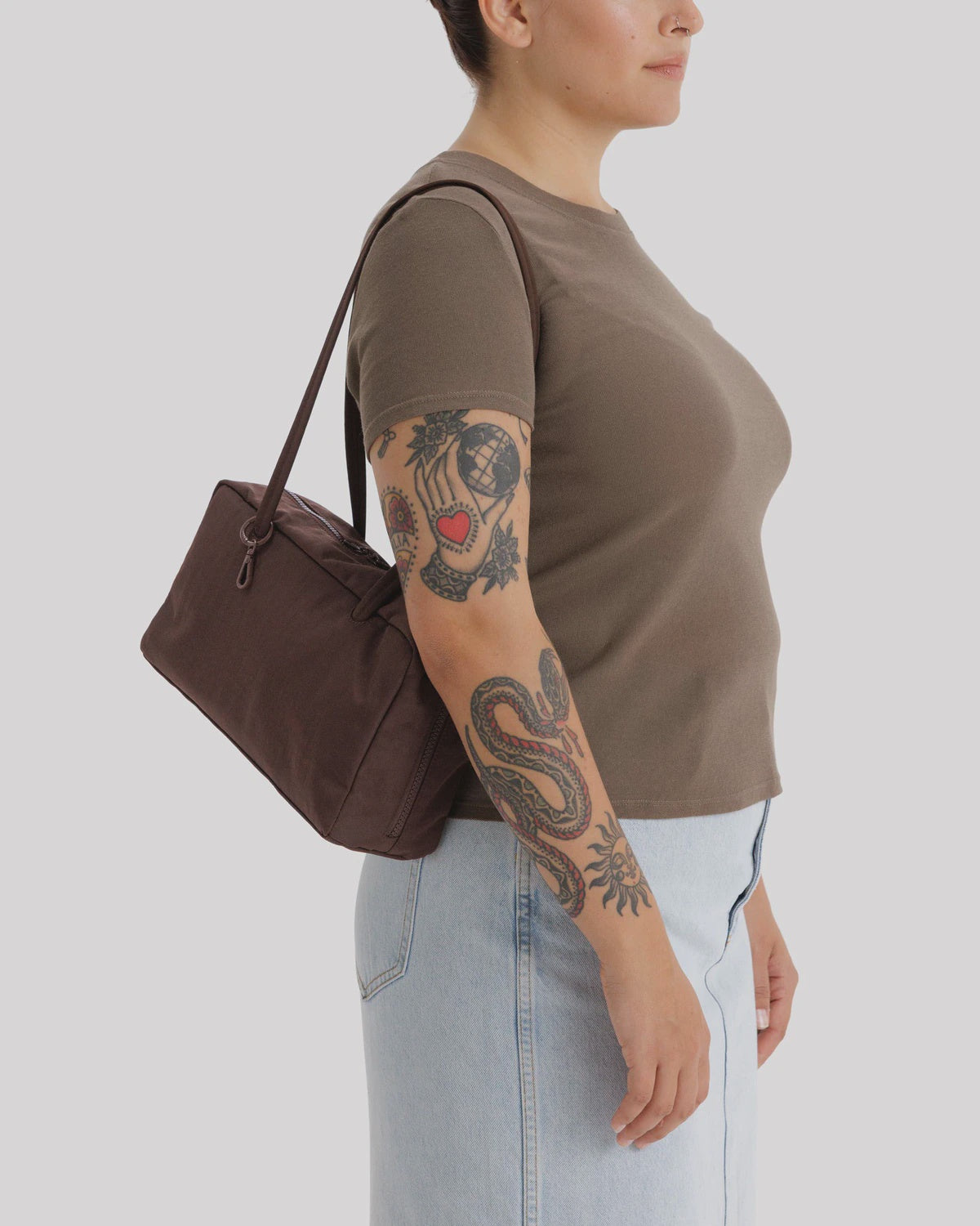 Baggu Nylon Bowler Bag - Coffee