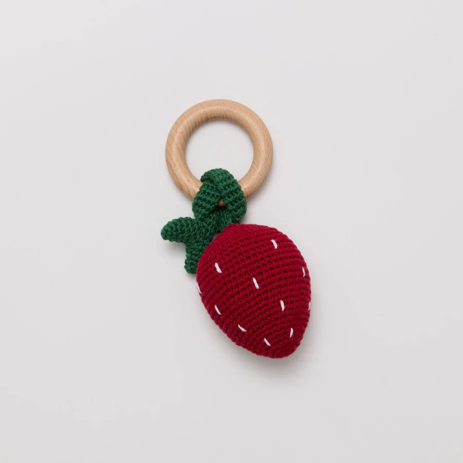 Crochet Strawberry Rattle