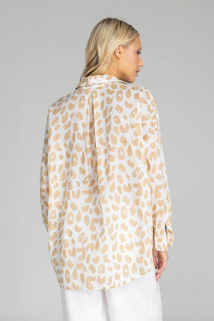 Defiant Shirt - Ivory Camel Leopard