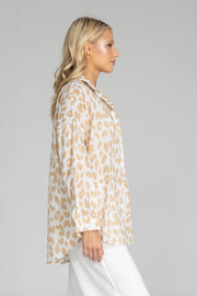 Defiant Shirt - Ivory Camel Leopard