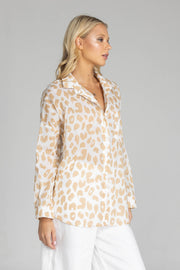 Defiant Shirt - Ivory Camel Leopard