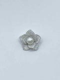 Diamante Brooch - Lotus Flower w Pearl