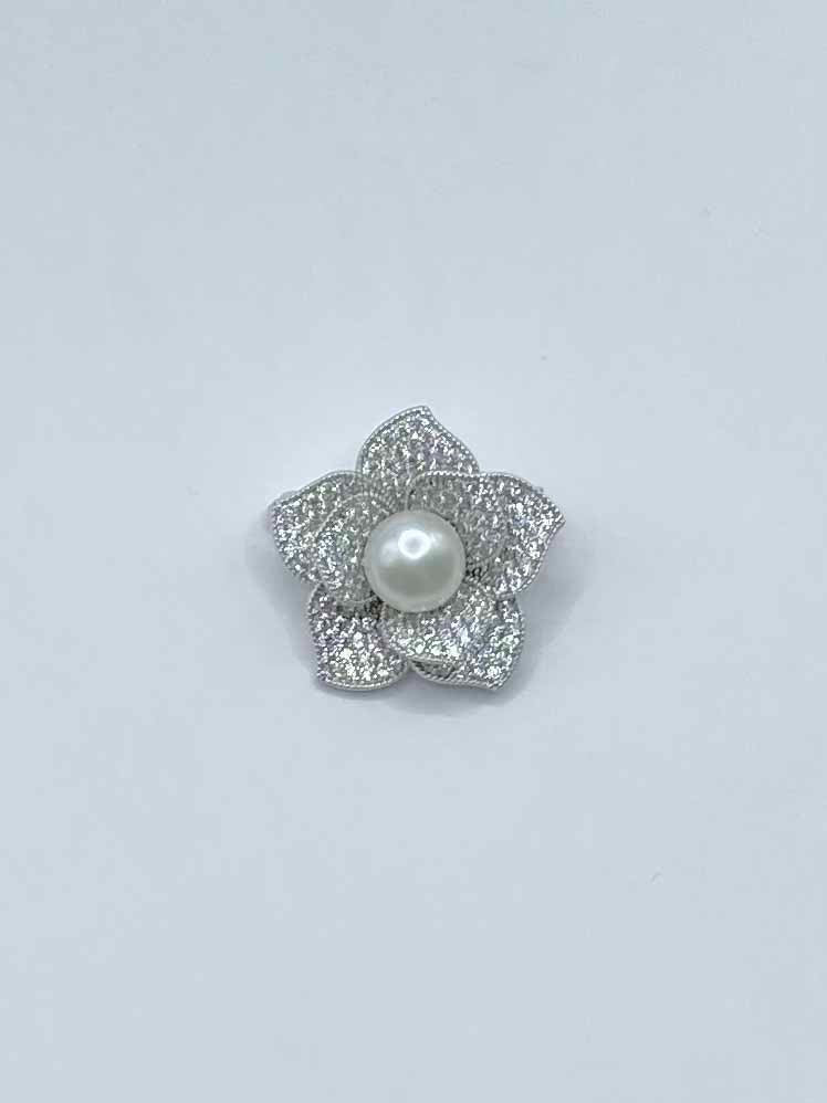 Diamante Brooch - Lotus Flower w Pearl