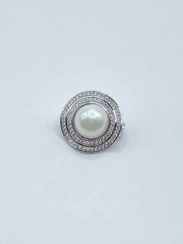 Diamante Brooch - Pearl