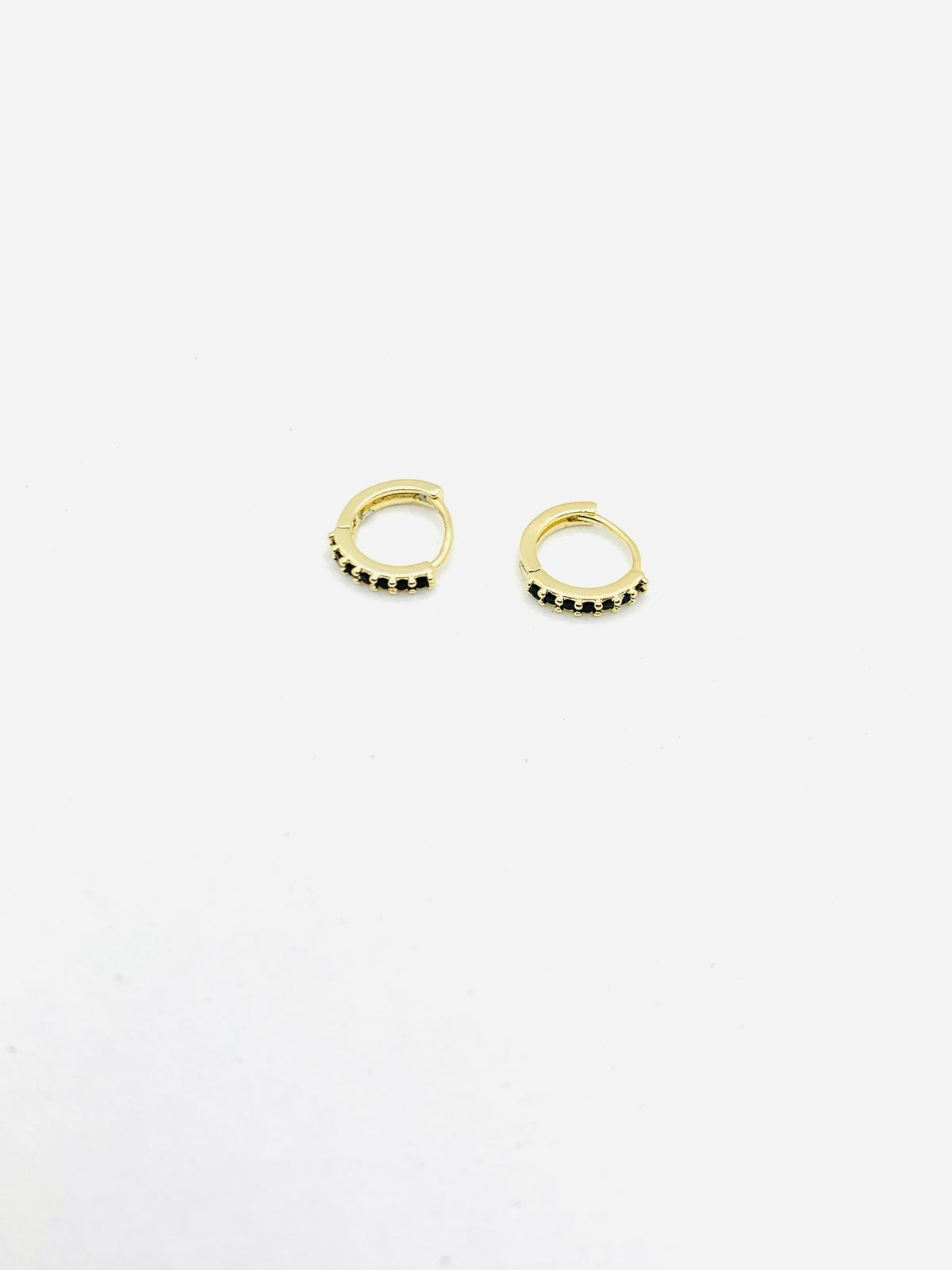 Gold Huggie - Black Gem