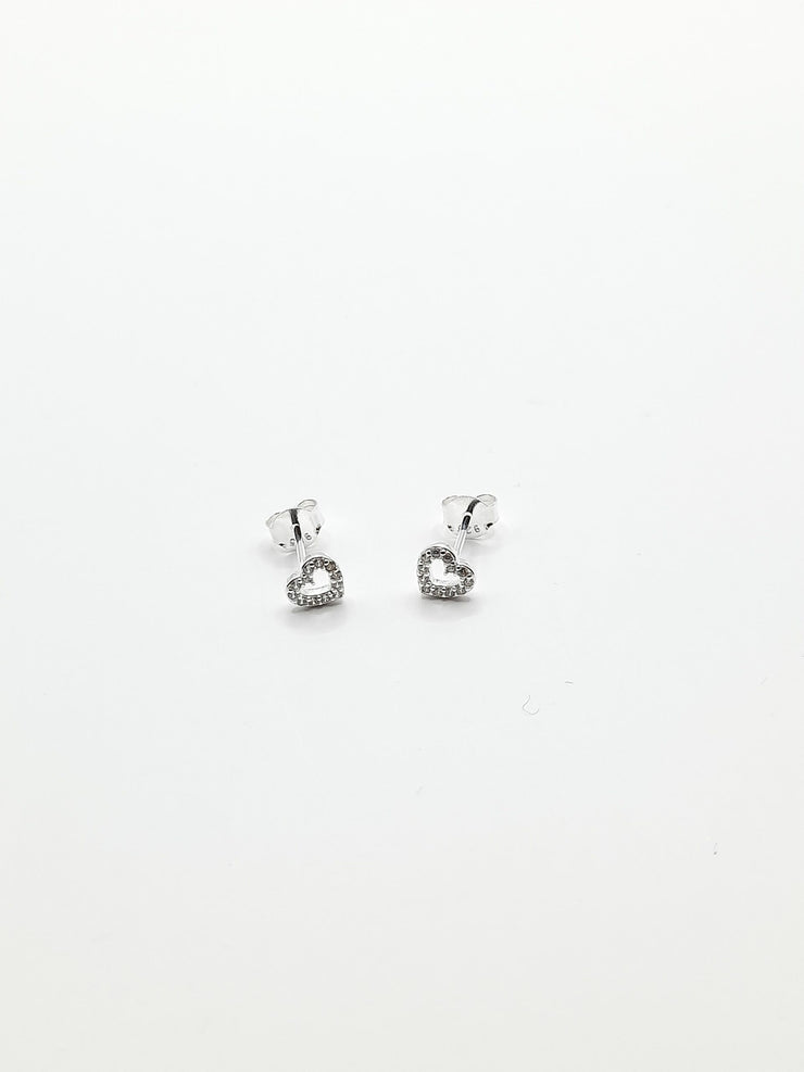 Sterling Silver / Multi Crystal Heart Stud Earrings