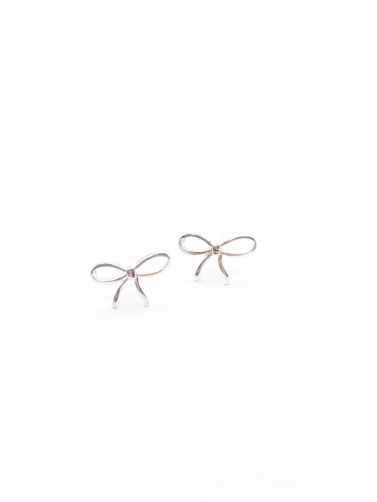 Sterling Silver Smooth Bow Stud Earrings