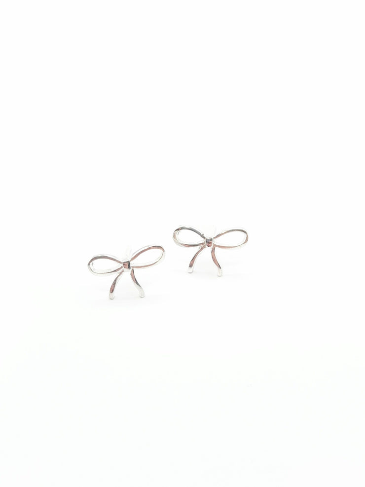 Sterling Silver Smooth Bow Stud Earrings
