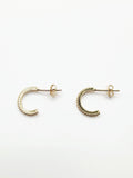 18K French Gold 1/2 Diamante Hoop Earrings